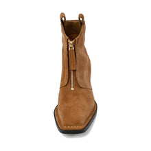 Suede Booties Low Heel Front Zip Mocha - Mocha - Thumbnail 6 | L68 Char
