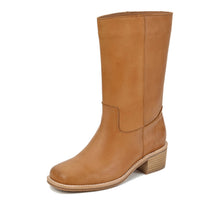 Comfortable Dress Boots for Women Tall Leather Shaft - Taupe - Thumbnail 1 | M59 Celeste
