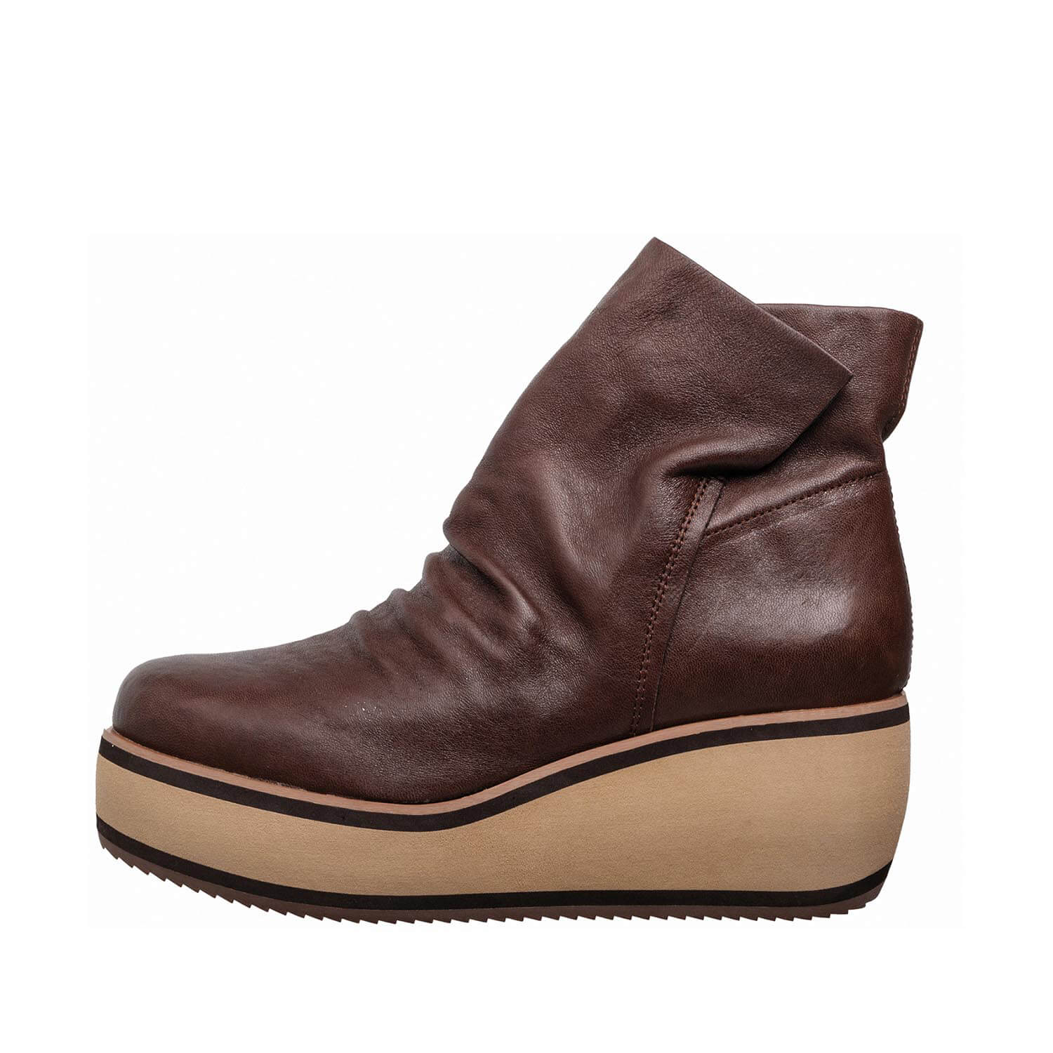 Wedge Platform Ankle Boots Ruched Leather | Antelope Shoes