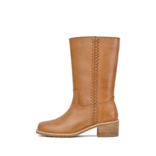 Tall Leather Boots for Women Braided Seam Detail - Taupe - Thumbnail 2 | M61 Celeste
