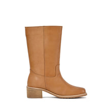 Tall Leather Boots for Women Braided Seam Detail - Taupe - Thumbnail 3 | M61 Celeste
