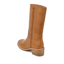 Tall Leather Boots for Women Braided Seam Detail - Taupe - Thumbnail 5 | M61 Celeste
