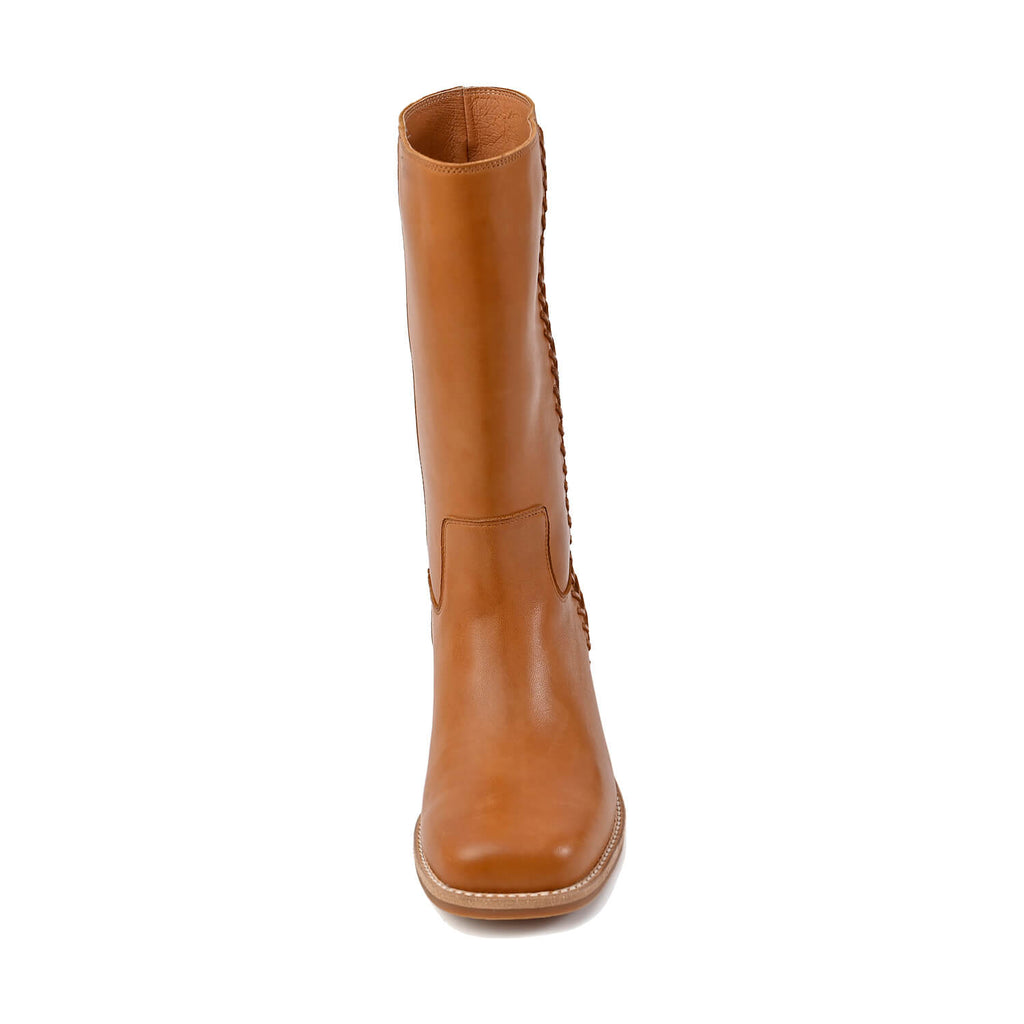 Tall Leather Boots for Women Braided Seam Detail - Taupe - View 6 | M61 Celeste