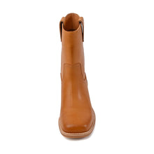 Mid Calf Leather Boots Camel Pull On - Camel - Thumbnail 6 | M64 Colbie
