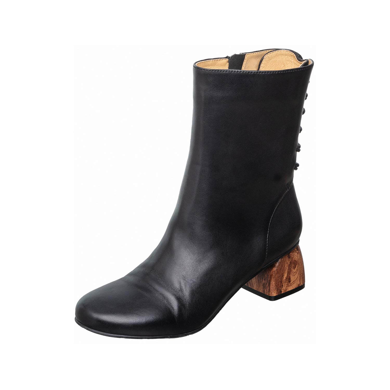 Leather Block Heel Mid Calf Boots | Antelope Shoes