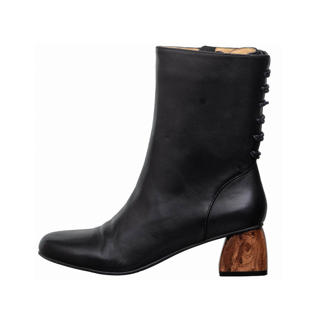 Leather Block Heel Mid Calf Boots