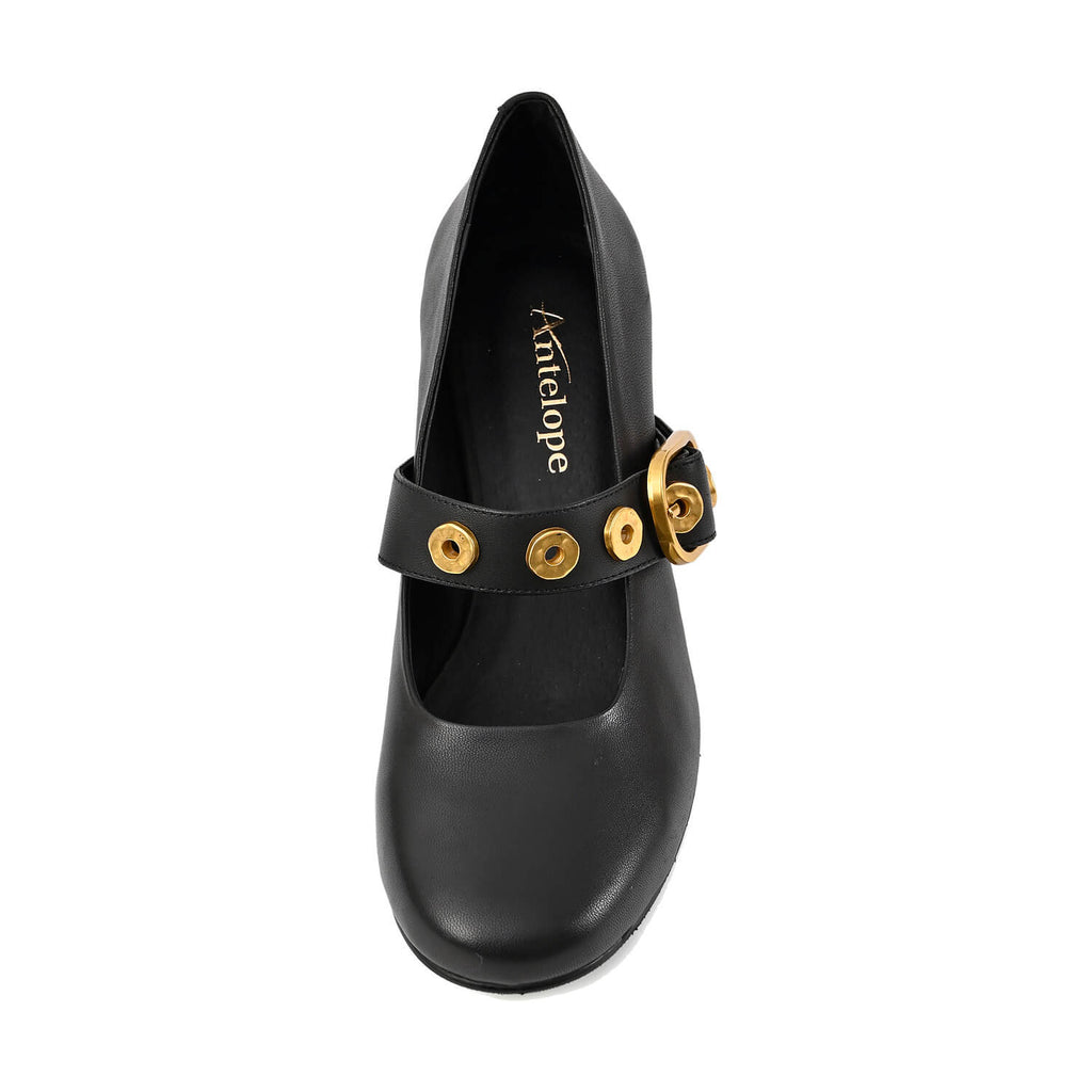 Black Mary Jane Shoes Buckle Strap Low Heel - Black - View 6 | M77 Gigi