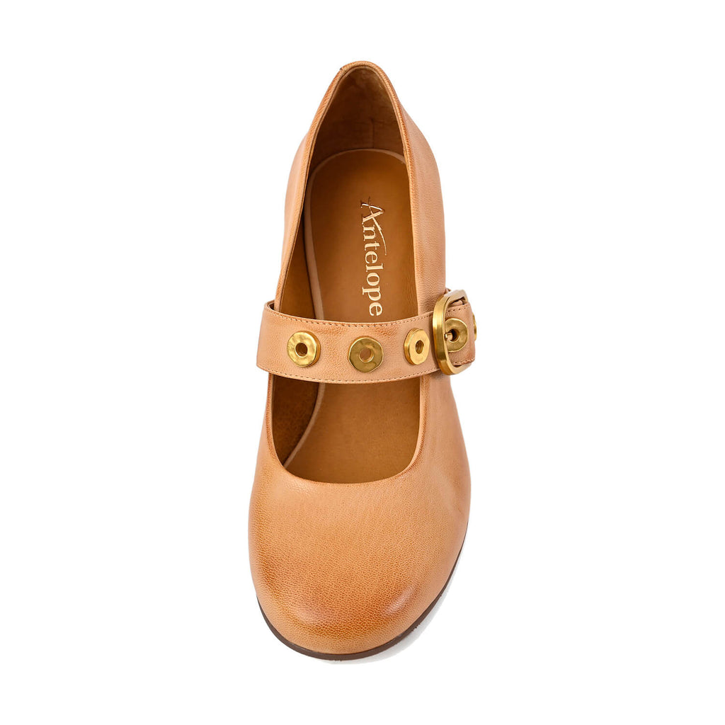 Black Mary Jane Shoes Buckle Strap Low Heel - Camel - View 13 | M77 Gigi