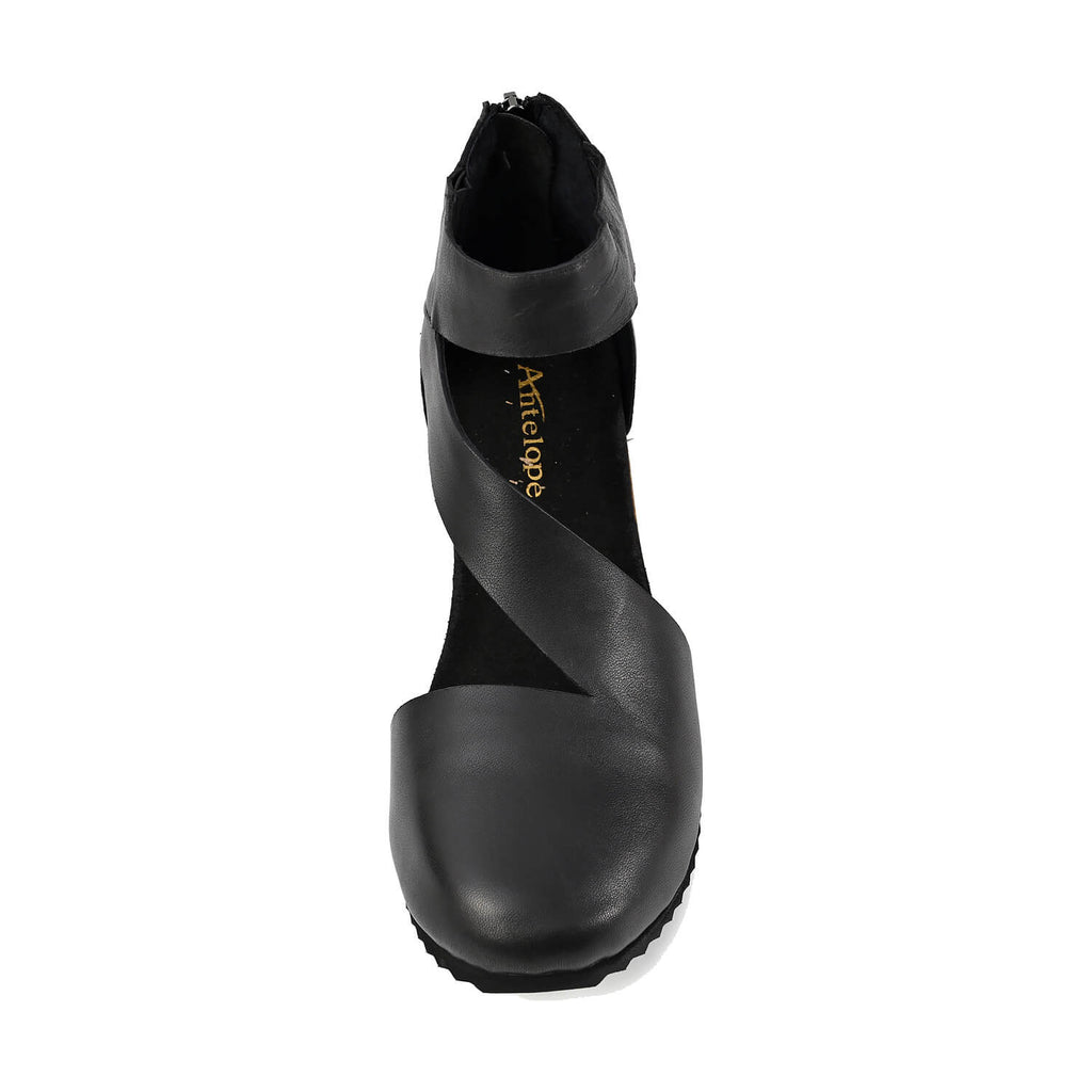Cut Out Booties Crossover Straps Low Wedge - Black - View 6 | M81 Ravi Flex
