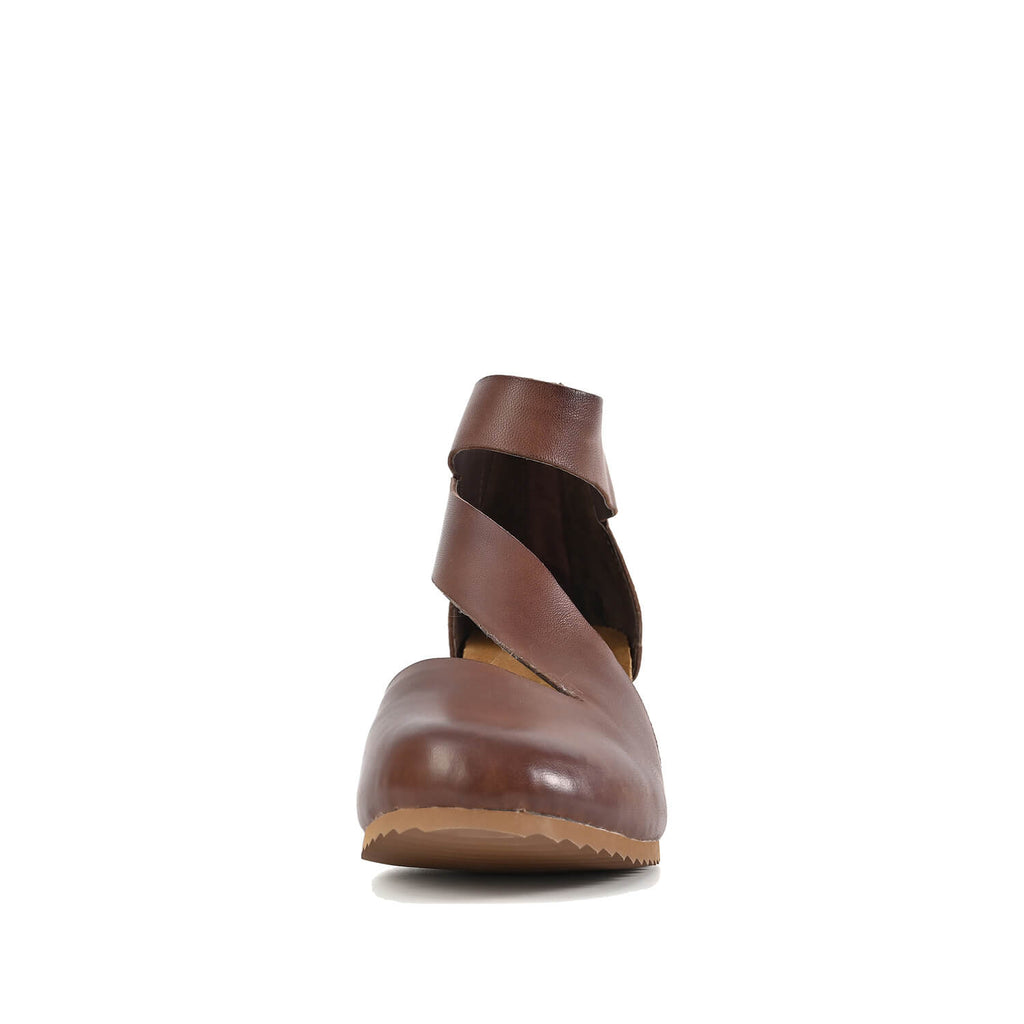 Cut Out Booties Crossover Straps Low Wedge - Coffee - View 11 | M81 Ravi Flex