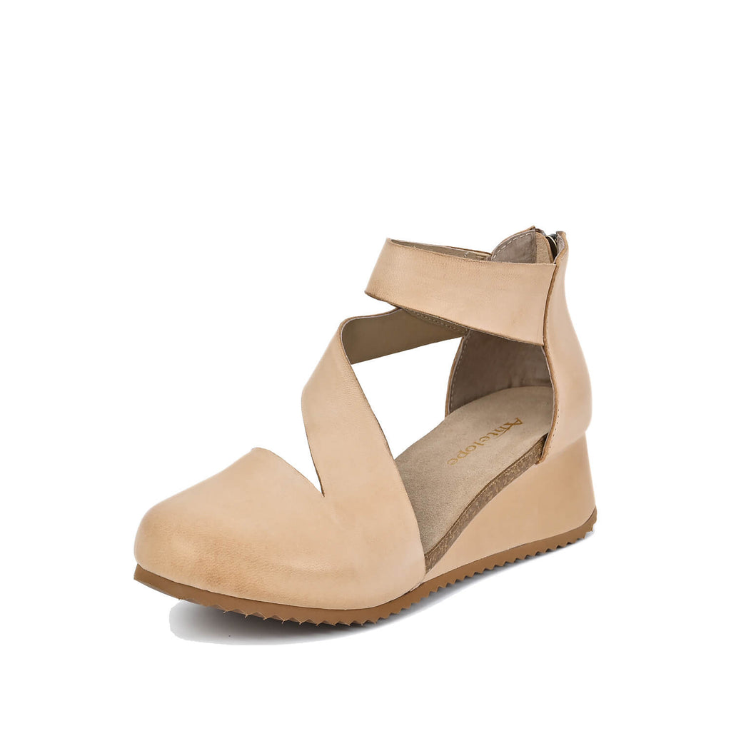 Cut Out Booties Crossover Straps Low Wedge - Make Up - View 15 | M81 Ravi Flex