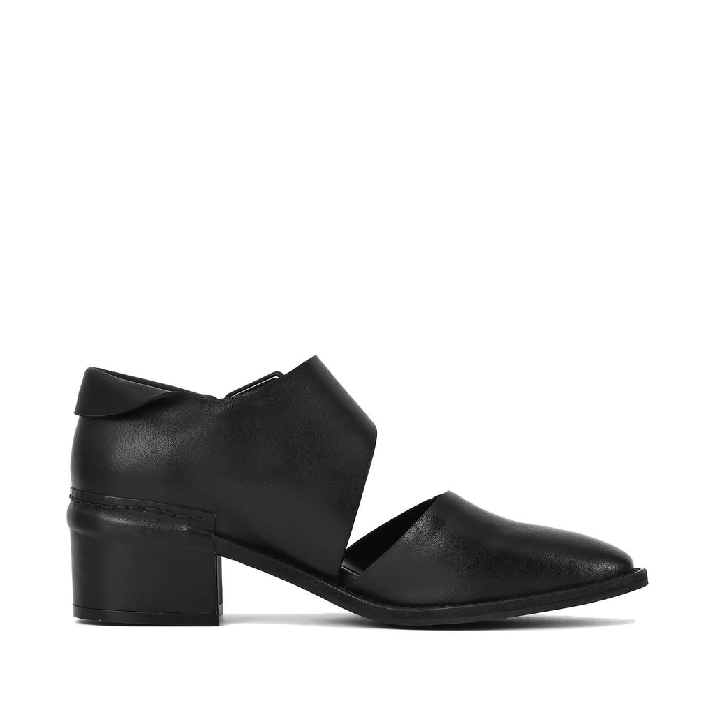 Cut Out Mary Jane Shoes Black Leather Buckle - Black - View 3 | O44 Sarah
