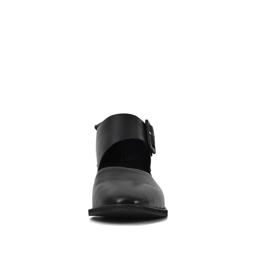 Cut Out Mary Jane Shoes Black Leather Buckle - Black - View 4 | O44 Sarah