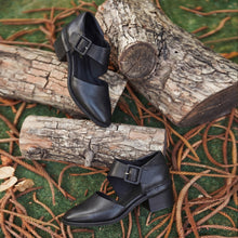 Cut Out Mary Jane Shoes Black Leather Buckle - Black - Thumbnail 7 | O44 Sarah
