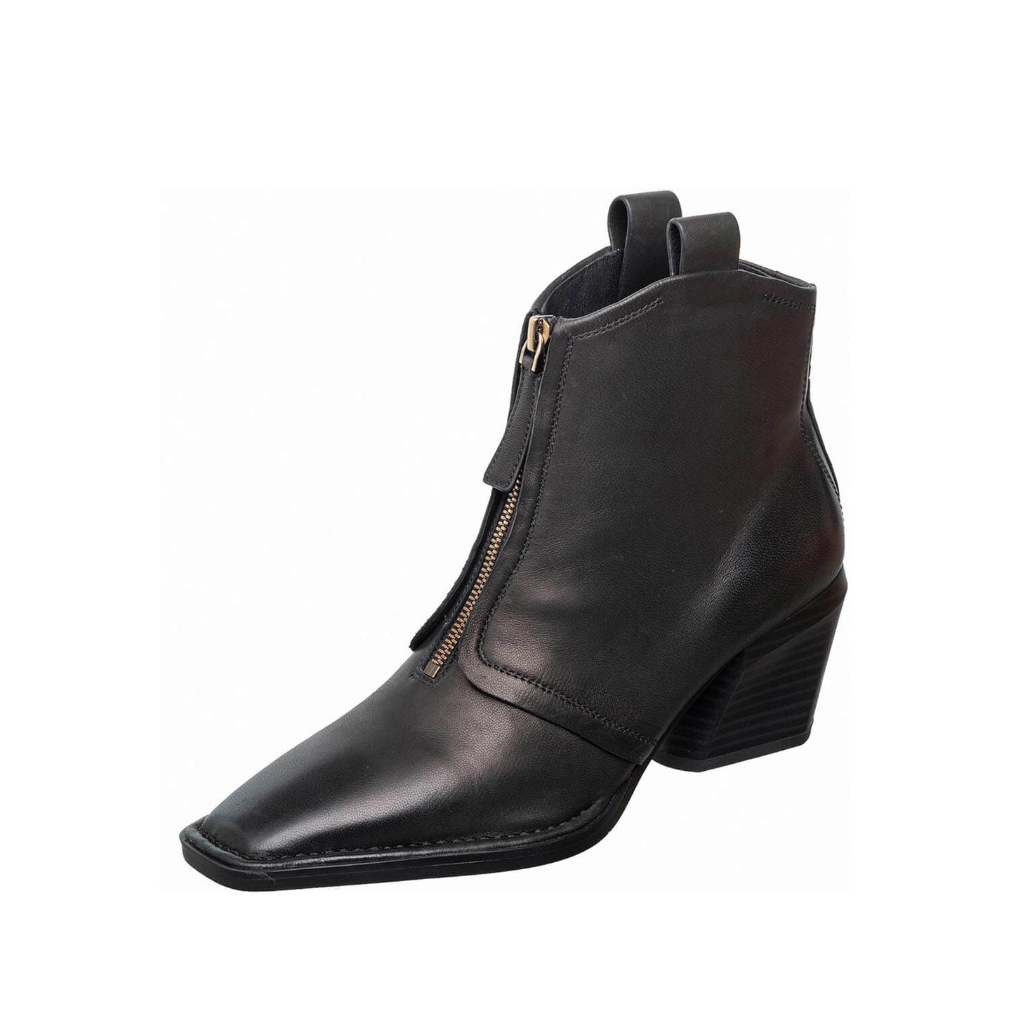 Square Toe Ankle Boots Zipper Block Heel
