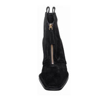 Suede Ankle Boots Front Zip Square Toe - Black - Thumbnail 4 | O60 Jordan
