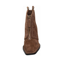 Suede Ankle Boots Front Zip Square Toe - Mocha - Thumbnail 10 | O60 Jordan
