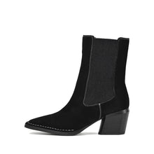 Suede Chelsea Boots Elastic Panel Pointed Toe - Black - Thumbnail 2 | O65 Jane
