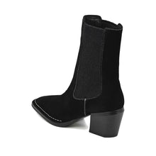 Suede Chelsea Boots Elastic Panel Pointed Toe - Black - Thumbnail 5 | O65 Jane
