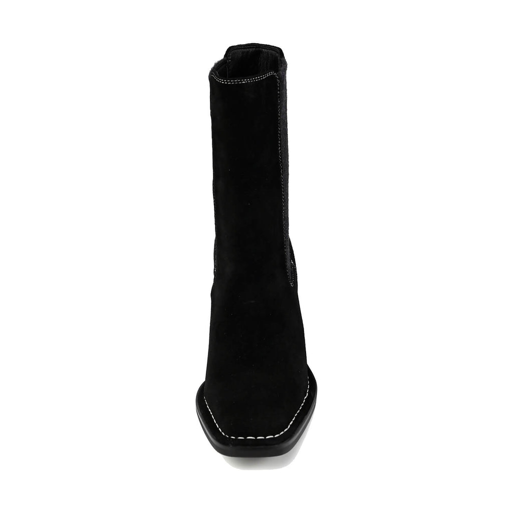 Suede Chelsea Boots Elastic Panel Pointed Toe - Black - View 13 | O65 Jane