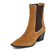 Suede Chelsea Boots Elastic Panel Pointed Toe - Cognac - Thumbnail 6 | O65 Jane
