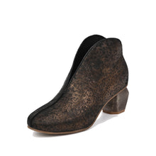 Metallic Ankle Booties Layered Artisan Finish - Black Coffee - Thumbnail 1 | P23 Gretchen
