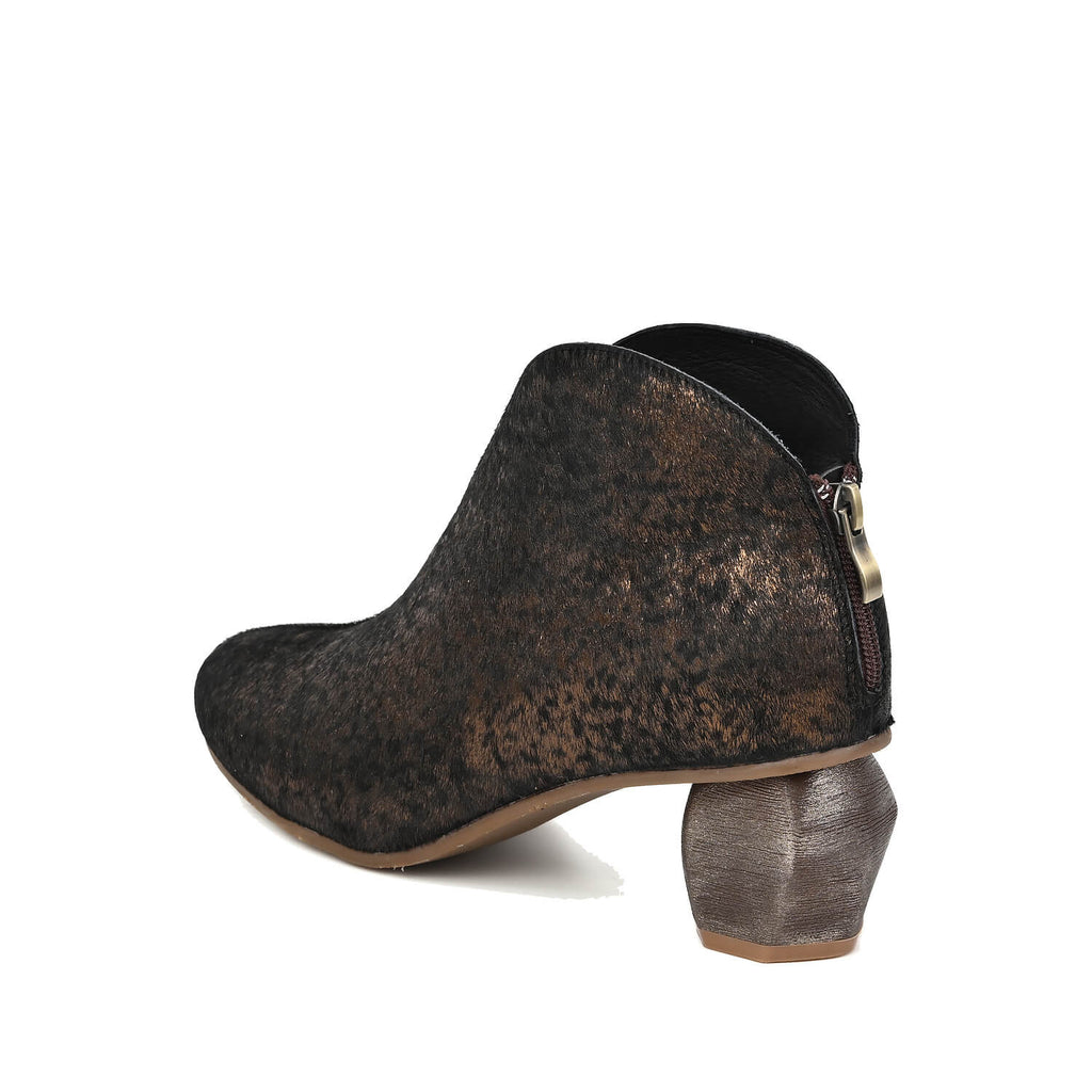 Metallic Ankle Booties Layered Artisan Finish - Black Coffee - View 5 | P23 Gretchen