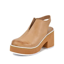 Leather Clogs Platform Sole Slingback Strap - Taupe - Thumbnail 1 | P42 Indie
