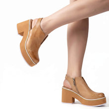 Leather Clogs Platform Sole Slingback Strap - Taupe - Thumbnail 7 | P42 Indie
