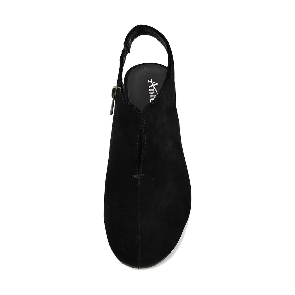 Black Suede Wedge Slingback Closed Toe Comfort - Black - View 13 | Q42 Drea