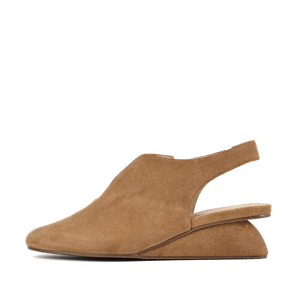 Black Suede Wedge Slingback Closed Toe Comfort - Taupe - View 3 | Q42 Drea
