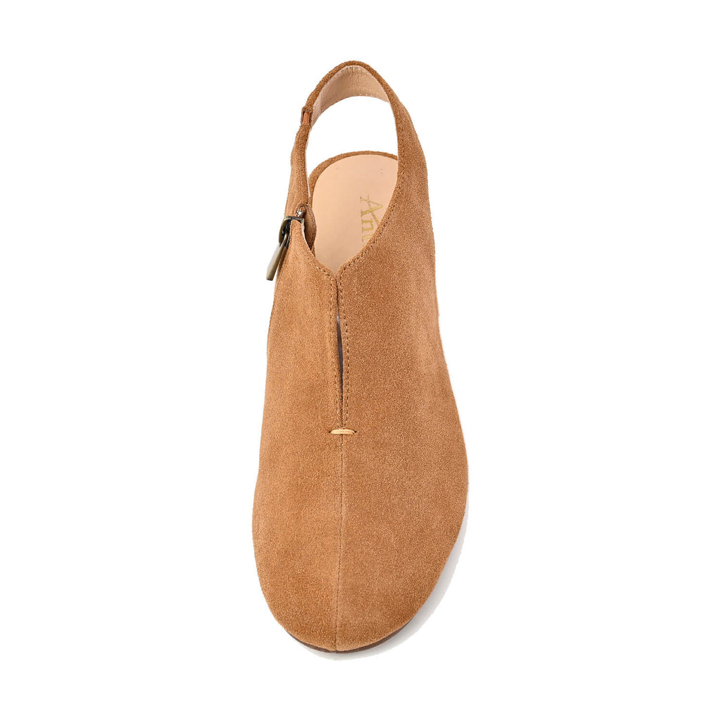 Black Suede Wedge Slingback Closed Toe Comfort - Taupe - View 7 | Q42 Drea