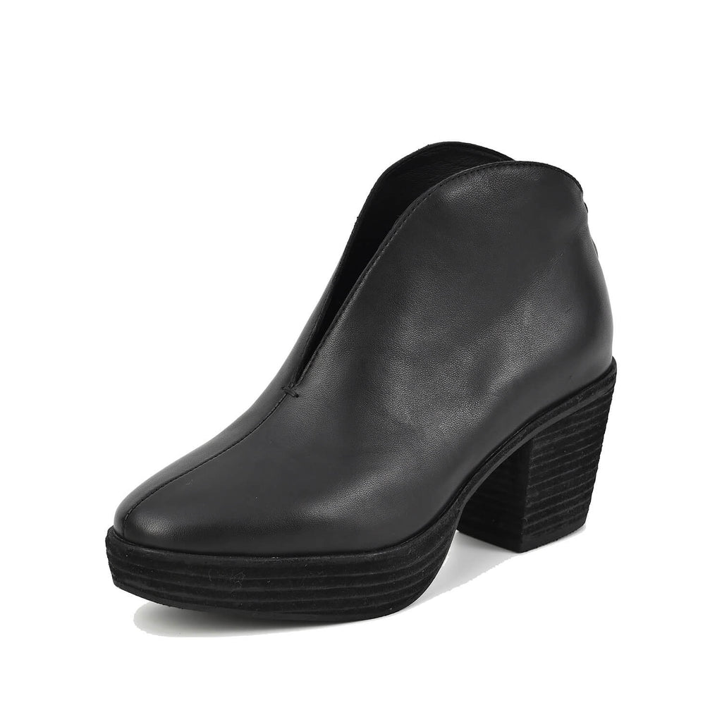 High Heel Ankle Booties Hand-Brushed Leather - Black - View 8 | Q50 Easten