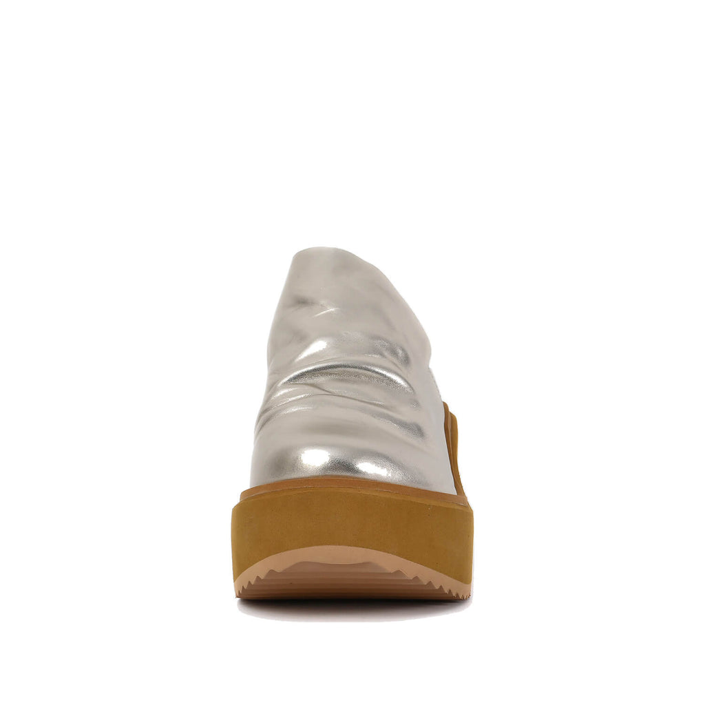 Chunky Platform Mules Metallic Bronze Leather - Light Gold - View 11 | Q81 Piper