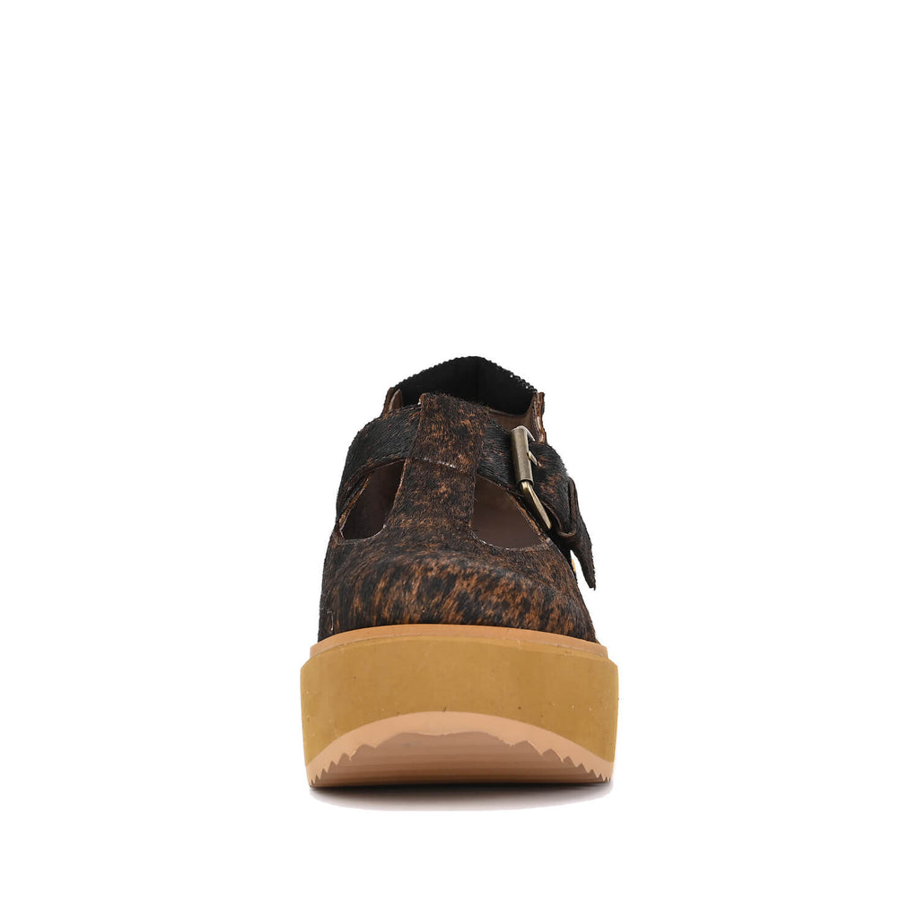 Platform Mary Jane Clogs Buckle Strap Leather - Black Coffee - View 4 | Q82 Preston