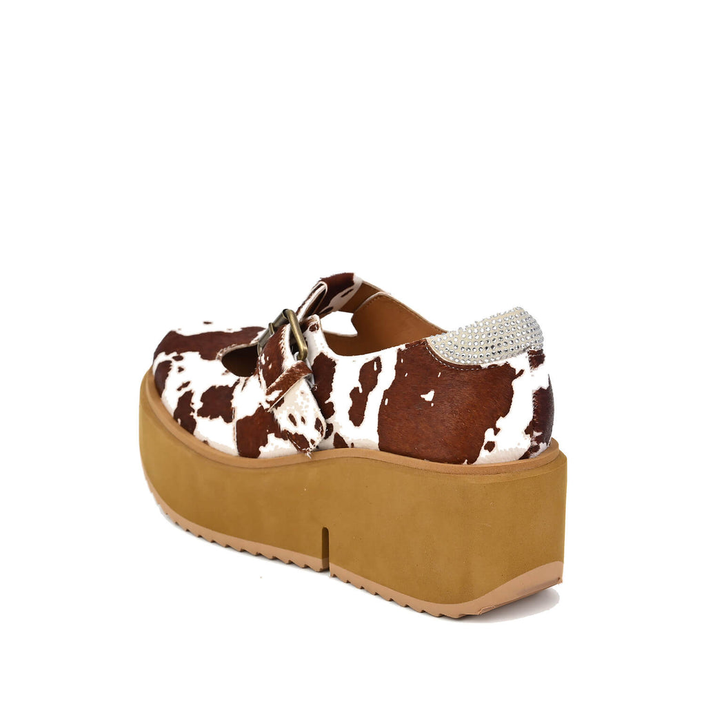 Platform Mary Jane Clogs Buckle Strap Leather - Brown - View 12 | Q82 Preston