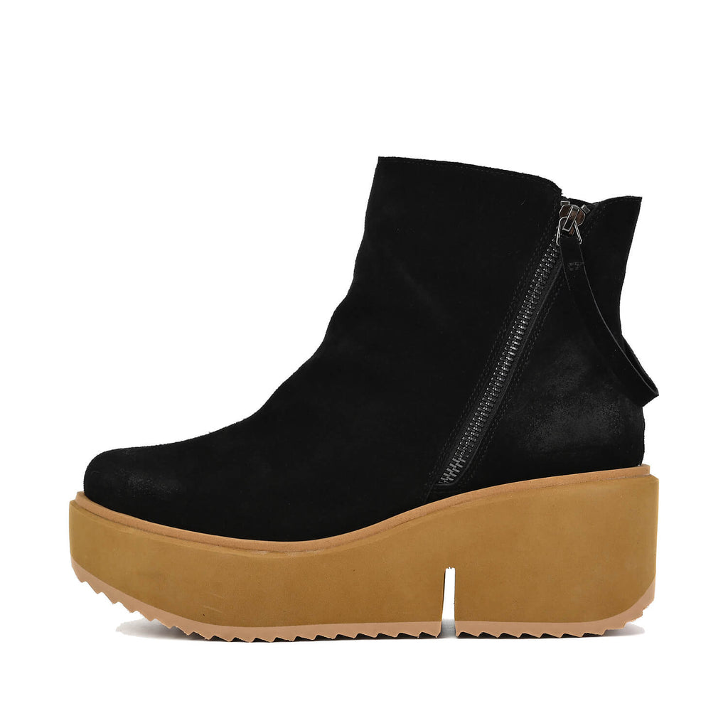 Suede Platform Boots Black Ankle Height - Black - View 3 | Q83 Prue