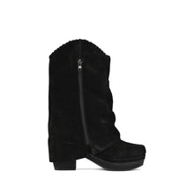 Fold Over Boots Mid Calf Suede Platform - Black - Thumbnail 4 | R39 Talia
