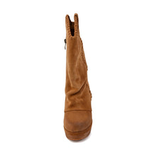 Fold Over Boots Mid Calf Suede Platform - Taupe - Thumbnail 13 | R39 Talia
