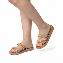 Womens Strappy Slide Sandals Leather Flat Comfort Style - Navy - Thumbnail 12 | T40 Faith

