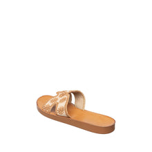 Womens Embroidered Slide Sandals Flat Comfort Summer Style - Tan - Thumbnail 5 | T46 Alex
