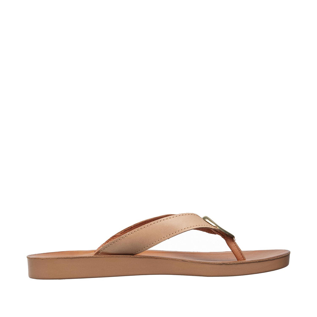 Womens Leather Thong Sandals Gold Accent Comfort Style - Make up - View 8 | T50 Addison