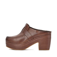 Leather Clog Mules Stitched Loafer Upper Platform - Coffee - Thumbnail 2 | U07 Jada
