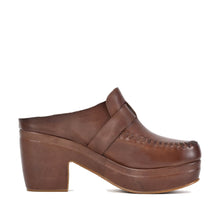 Leather Clog Mules Stitched Loafer Upper Platform - Coffee - Thumbnail 3 | U07 Jada
