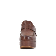 Leather Clog Mules Stitched Loafer Upper Platform - Coffee - Thumbnail 4 | U07 Jada
