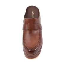 Leather Clog Mules Stitched Loafer Upper Platform - Coffee - Thumbnail 6 | U07 Jada
