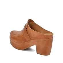 Leather Clog Mules Stitched Loafer Upper Platform - Tan - Thumbnail 12 | U07 Jada

