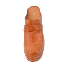 Leather Clog Mules Stitched Loafer Upper Platform - Tan - Thumbnail 13 | U07 Jada
