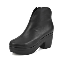 Black Platform Booties Hand-Brushed Leather - Black - Thumbnail 1 | U08 Josie
