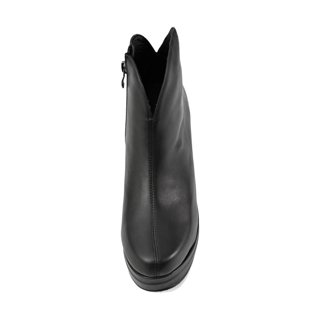 Black Platform Booties Hand-Brushed Leather - Black - View 6 | U08 Josie